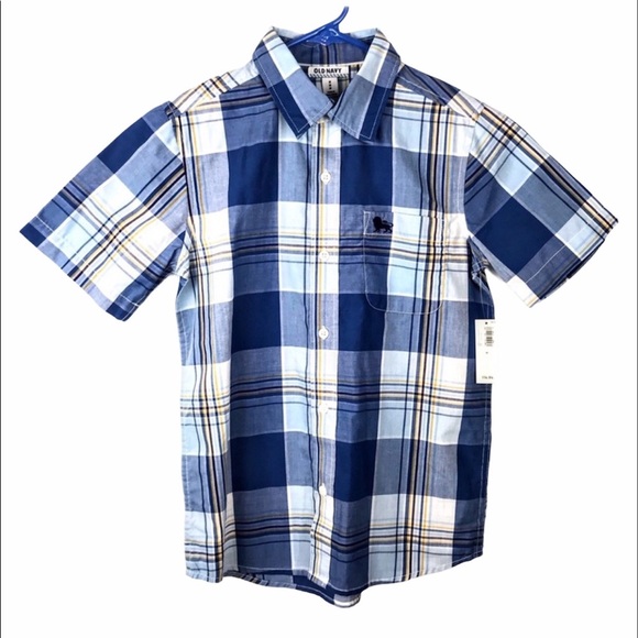 NWT Old Navy Blue Plaid Button Up - Picture 7 of 7